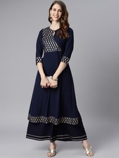 Indian Women Crepe Navy Blue