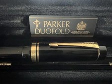 🔴 PARKER Duofold International Fountain Pen Black 18K Gold 750M Case