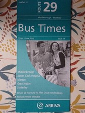 Arriva North East Timetable Routes 29. From 1st June 2003.