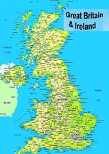 A1 Laminated MAP OF GREAT BRITAIN UK ENGLAND SCOTLAND WALES & N IRELAND POSTER