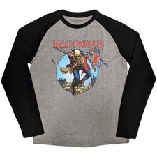 Iron Maiden 'Trooper Burst' Raglan Long Sleeve T shirt - NEW