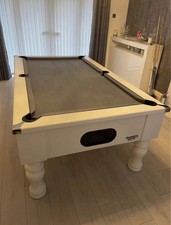 Geordie Pool 7ft Slate Bed White Pool Table With Round Legs