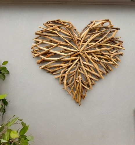 Giant driftwood heart wall - giant,