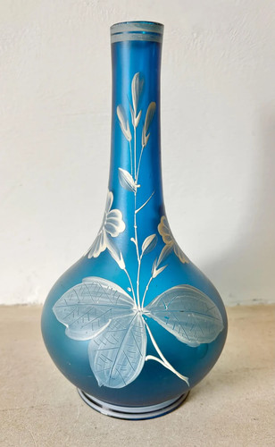 Antique thomas webb style blue - style,