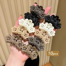 10 Pcs/Set Elegant Flower Shape Hair Claw Clips Solid Color Non-Slip Strong Hold