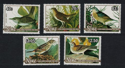 Birds audubon niue 1985 - 5v, mnh