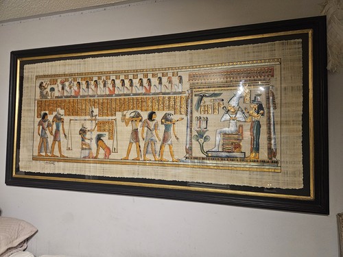 Large framed papyrus scene - framed,