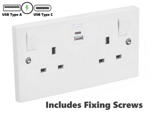 New double 13a switched socket - new,