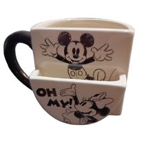 Disney Mickey & Minnie Mouse Mug with Biscuit/Cookie Holder Preloved VGC