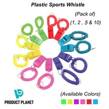 Colour Plastic Sports Whistle – Football Rugby Referee with Neck & Wrist Cord