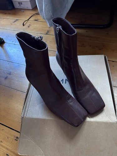 Mango brown leather square toe - mango,