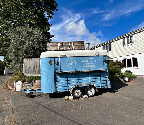Blue pizza concession trailer - concession,