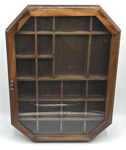 Vintage wood glass - glass, octagonal