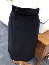 DAKS London, Black Cotton Velvet Skirt Uk 12