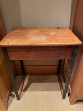 Vintage School Desk with Ink Pot Holder, Storage and Lift up Lid. 