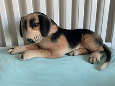 Laying Down Realistic Beagle Dog Stuffed Animal Plush Cuddly Friend Large
