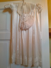 Vintage CC41 Baby Christening robe hat and bib WW2 Era 1940s Celanese Utility 