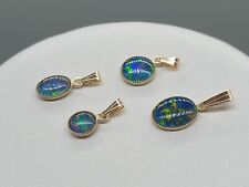 9ct Gold Australian Opal Triplet Pendant Natural 9K Yellow Gold Clip Bail 6-10mm
