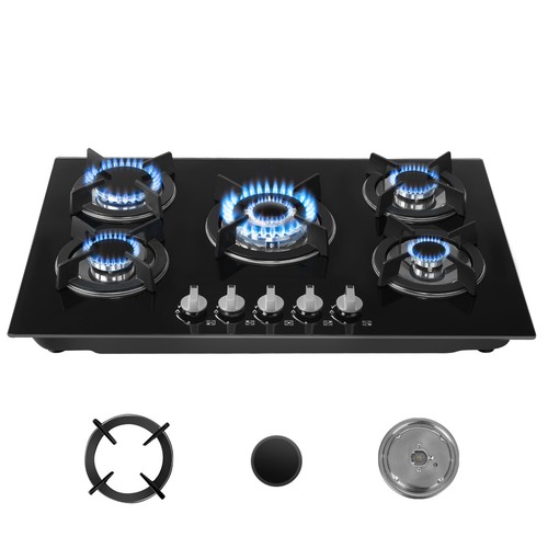 Gas hob burners 77cm - gas, black