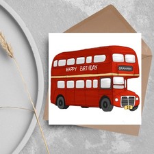 Personalised London Bus Birthday Card, Custom Birthday Card