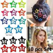 10 x Star Hair Clips Snap