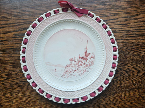 Antique ribbon plate victorian - antique,