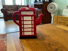 Vintage Teapot Decorative English Red Telephone box with Black base