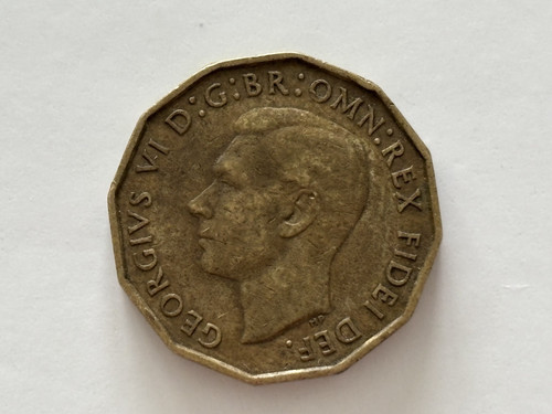 Three pence piece coin 1949 - pence,
