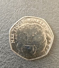 2016 50p Mrs Tiggy Winkle Beatrix Potter Coin, Circulated, Elizabeth II