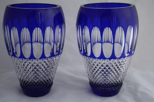Pair cobalt blue waterford - pair,