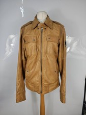 Diesel Women's Military Style Leather Jacket Brown Size Medium