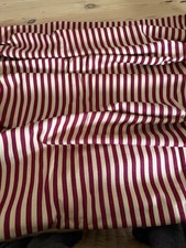Vintage Heavy Cotton Ticking Ruby Red Stripe Upholstery Fabric 54”/108” c1920