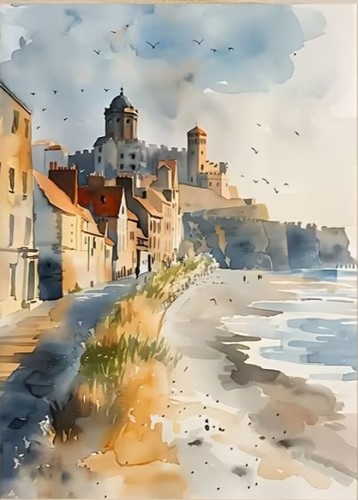 Teignmouth castle watercolour - castle,