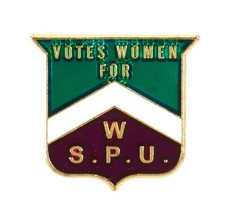 W.S.P.U. Shield Suffragette Votes for Women Enamel Pin Badge - New