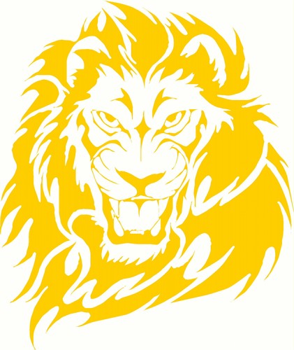 Gold lion head - gold, decal