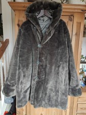 Dennis by Dennis Basso Reversible Hooded Coat - Black / Faux Fur -  Size S