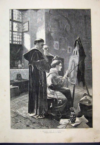 Original old antique print - old,