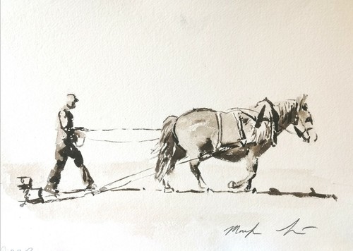 Original ploughing horse - original, in
