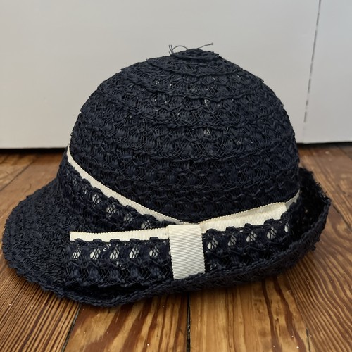 Vintage navy cloche hat with