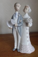 LLADRO 4808  "WEDDING" BRIDE AND GROOM CAKE TOPPER ( SOME DAMAGE ) 7.5"