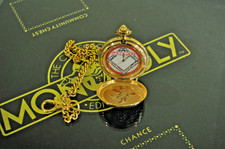 Very Rare Franklin Mint Monopoly Vintage Pocket Watch with Chain, New Battery
