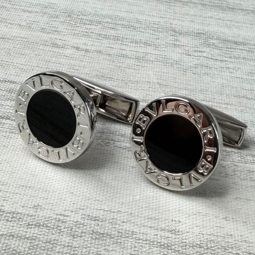 Bvlgari silver onyx logo - silver,
