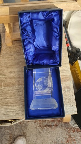Glass football paperweight - football,