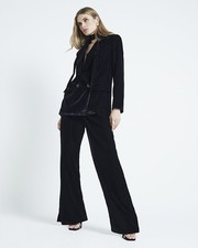 River Island Womens Black Double Breasted Velvet Blazer Size 10