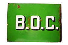 Vintage B.O.C. Porcelain Enamel Sign 22x16in Industrial Gas Company Scotland Old