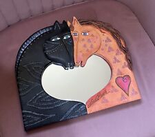 Laurel Burch Colourful Horses Heart Mirror 2001 ‘ Horse Lovers’ Rare Collectable