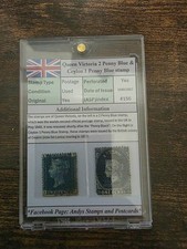 British Empire Queen victoria 2 penny blue & Ceylon 1 penny blue stamp