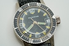 Vintage Majestime Dive Diver Mechanical Watch 35mm Rubber Strap Running JB34