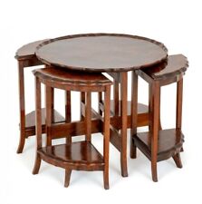 Nest of Tables Circular Walnut 5 Side Table