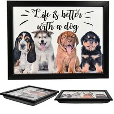 Lap Tray Bean Bang Cushioned Padded Laptop TV Dinner Bed Tray (Dogs)